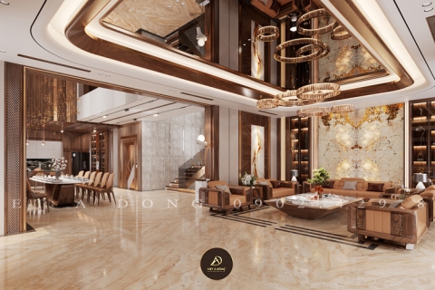 Thiết kế - Thi công nội thất biệt thự gỗ óc chó tại Nghệ An - Anh Nhật Anh